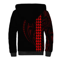 Polynesian Sherpa Hoodie Hawaiian Warrior and Aloha Girl With Hammerhead Shark Tattoos Red LT6 - Polynesian Pride