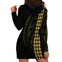 Polynesian Hoodie Dress Hawaiian Warrior and Aloha Girl With Hammerhead Shark Tattoos Gold LT6 - Polynesian Pride