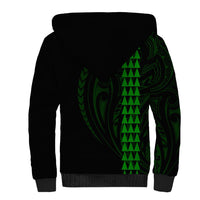 Polynesian Sherpa Hoodie Hawaiian Warrior and Aloha Girl With Hammerhead Shark Tattoos Green LT6 - Polynesian Pride