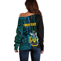 Custom Solomon Islands Off Shoulder Sweater Polynesian Tribal LT6 - Polynesian Pride