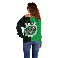 Custom Rarotonga Of Cook Islands Off Shoulder Sweater Mix Half Black LT6 - Polynesian Pride