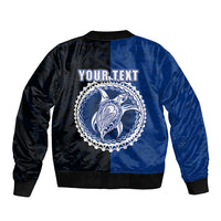 Custom Rakahanga Of Cook Islands Sleeve Zip Bomber Jacket Mix Half Black LT6 - Polynesian Pride