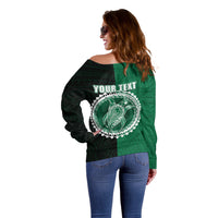 Custom Mitiaro Of Cook Islands Off Shoulder Sweater Mix Half Black LT6 - Polynesian Pride