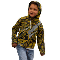 Polynesian Guam Kid Hoodie with Coat Of Arms Claws Style - Gold LT6 - Polynesian Pride
