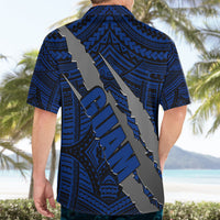 Polynesian Guam Hawaiian Shirt with Coat Of Arms Claws Style - Blue LT6 - Polynesian Pride