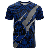Polynesian Guam T Shirt with Coat Of Arms Claws Style Blue LT6 Blue - Polynesian Pride