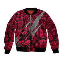 Polynesian Guam Bomber Jacket with Coat Of Arms Claws Style - Red LT6 Unisex Red - Polynesian Pride