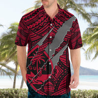 Polynesian Guam Hawaiian Shirt with Coat Of Arms Claws Style - Red LT6 - Polynesian Pride