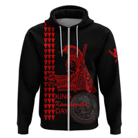 Custom Hawaii Hoodie King Kamehameha Day Red LT6 Zip Hoodie Red - Polynesian Pride