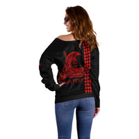 Custom Hawaii Off Shoulder Sweater King Kamehameha Day - Red LT6 - Polynesian Pride