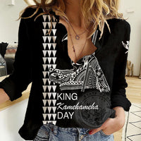 Custom Hawaii Women Casual Shirt King Kamehameha Day - White LT6 Female White - Polynesian Pride