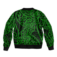 New Zealand Sleeve Zip Bomber Jacket Maori Pattern Green LT6 - Polynesian Pride