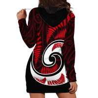 New Zealand Hoodie Dress Maori With Silver Fern Red LT6 - Polynesian Pride