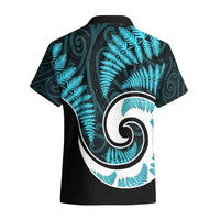 New Zealand Hawaiian Shirt Maori With Silver Fern Light Blue LT6 - Polynesian Pride