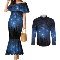 Matariki Te Tau Hou Māori Couples Matching Mermaid Dress and Long Sleeve Button Shirt New Zealand Starry Sky LT7 Galaxy - Polynesian Pride