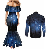 Matariki Te Tau Hou Māori Couples Matching Mermaid Dress and Long Sleeve Button Shirt New Zealand Starry Sky LT7 - Polynesian Pride