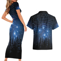 Matariki Te Tau Hou Māori Couples Matching Short Sleeve Bodycon Dress and Hawaiian Shirt New Zealand Starry Sky LT7 - Polynesian Pride