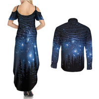 Matariki Te Tau Hou Māori Couples Matching Summer Maxi Dress and Long Sleeve Button Shirt New Zealand Starry Sky LT7 - Polynesian Pride