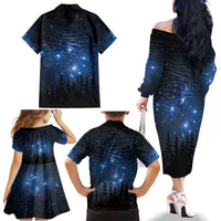 Matariki Te Tau Hou Māori Family Matching Off The Shoulder Long Sleeve Dress and Hawaiian Shirt New Zealand Starry Sky LT7 - Polynesian Pride
