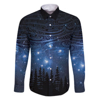 Matariki Te Tau Hou Māori Family Matching Off Shoulder Maxi Dress and Hawaiian Shirt New Zealand Starry Sky LT7 Dad's Shirt - Long Sleeve Galaxy - Polynesian Pride
