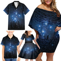 Matariki Te Tau Hou Māori Family Matching Off Shoulder Short Dress and Hawaiian Shirt New Zealand Starry Sky LT7 - Polynesian Pride