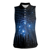 Matariki Te Tau Hou Māori Women Sleeveless Polo Shirt New Zealand Starry Sky LT7 Female Galaxy - Polynesian Pride