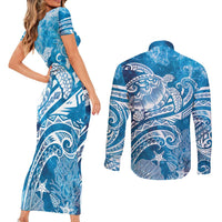 World Ocean Day Polynesian Pattern Couples Matching Short Sleeve Bodycon Dress and Long Sleeve Button Shirt Crystal Waves LT7 - Polynesian Pride