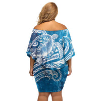 World Ocean Day Polynesian Pattern Family Matching Off Shoulder Short Dress and Hawaiian Shirt Crystal Waves LT7 - Polynesian Pride