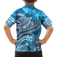 World Ocean Day Polynesian Pattern Family Matching Tank Maxi Dress and Hawaiian Shirt Crystal Waves