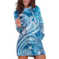 World Ocean Day Polynesian Pattern Hoodie Dress Crystal Waves