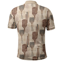 Aloha Hawaii Vintage Kahili Pa'a Lima Polo Shirt Palaka Print Cozy Beige LT7 - Polynesian Pride