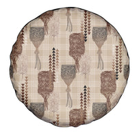 Aloha Hawaii Vintage Kahili Pa'a Lima Spare Tire Cover Palaka Print Cozy Beige