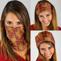 Aloha Hawaii Vintage Kahili Pa'a Lima Neck Gaiter Palaka Print Hilo Royal Red-Yellow