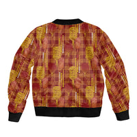 Aloha Hawaii Vintage Kahili Pa'a Lima Sleeve Zip Bomber Jacket Palaka Print Hilo Royal Red-Yellow