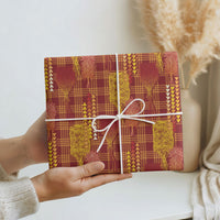 Aloha Hawaii Vintage Kahili Pa'a Lima Wrapping Paper Palaka Print Hilo Royal Red-Yellow