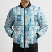 Aloha Hawaii Vintage Kahili Pa'a Lima Bomber Puffer Jacket Palaka Print Oceanic Turquoise