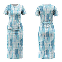 Aloha Hawaii Vintage Kahili Pa'a Lima Couples Matching Short Sleeve Bodycon Dress and Hawaiian Shirt Palaka Print Oceanic Turquoise