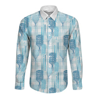 Aloha Hawaii Vintage Kahili Pa'a Lima Long Sleeve Button Shirt Palaka Print Oceanic Turquoise LT7 Unisex Turquoise - Polynesian Pride