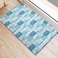 Aloha Hawaii Vintage Kahili Pa'a Lima Rubber Doormat Palaka Print Oceanic Turquoise