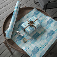 Aloha Hawaii Vintage Kahili Pa'a Lima Wrapping Paper Palaka Print Oceanic Turquoise