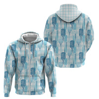 Aloha Hawaii Vintage Kahili Pa'a Lima Zip Hoodie Palaka Print Oceanic Turquoise