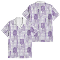 Aloha Hawaii Vintage Kahili Pa'a Lima Family Matching Off Shoulder Short Dress and Hawaiian Shirt Palaka Print Pastel Lavender