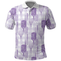 Aloha Hawaii Vintage Kahili Pa'a Lima Polo Shirt Palaka Print Pastel Lavender LT7 Lavender - Polynesian Pride