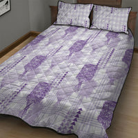 Aloha Hawaii Vintage Kahili Pa'a Lima Quilt Bed Set Palaka Print Pastel Lavender