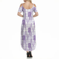 Aloha Hawaii Vintage Kahili Pa'a Lima Summer Maxi Dress Palaka Print Pastel Lavender LT7 - Polynesian Pride