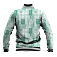 Aloha Hawaii Vintage Kahili Pa'a Lima Baseball Jacket Palaka Print Mossy Teal