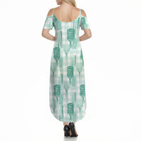 Aloha Hawaii Vintage Kahili Pa'a Lima Summer Maxi Dress Palaka Print Mossy Teal LT7 - Polynesian Pride