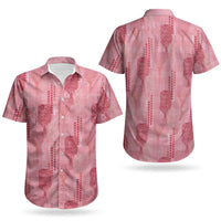 Aloha Hawaii Vintage Kahili Pa'a Lima Couples Matching Off The Shoulder Long Sleeve Dress and Hawaiian Shirt Palaka Print Berry Pink