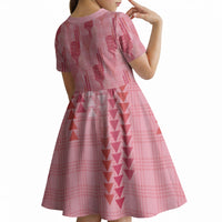 Aloha Hawaii Vintage Kahili Pa'a Lima Kid Short Sleeve Dress Palaka Print Berry Pink