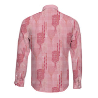 Aloha Hawaii Vintage Kahili Pa'a Lima Long Sleeve Button Shirt Palaka Print Berry Pink LT7 - Polynesian Pride
